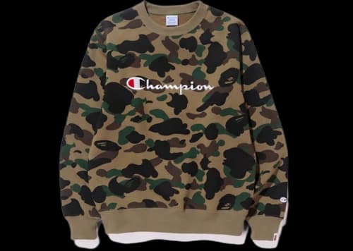BAPE Champion 1st Camo Crewneck Green