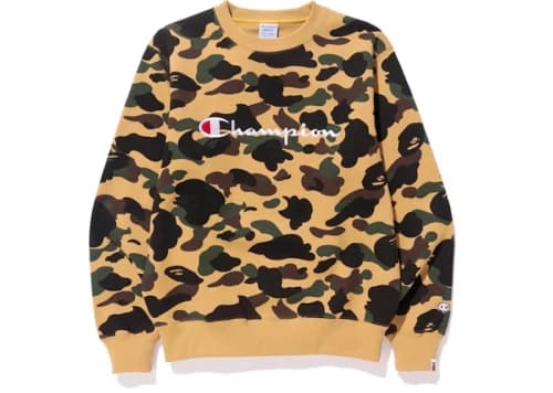BAPE Champion 1st Camo Crewneck Yellow