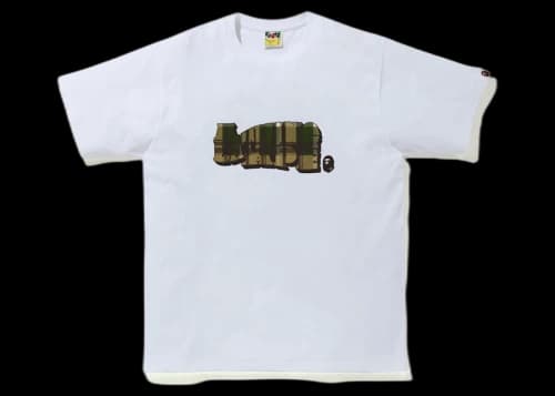 BAPE Check A Bathing Ape Logo Tee White/Green