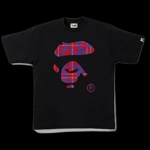 BAPE Check Camo Ape Face Tee Black/Red