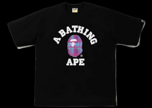 BAPE Check College Relaxed Fit Tee Black/Purple