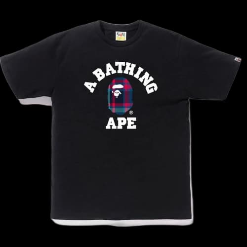 BAPE Check College Tee Black/Navy