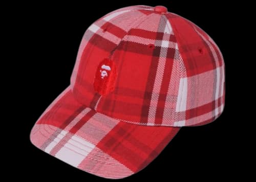 BAPE Check Gift Ape Head Cap Red