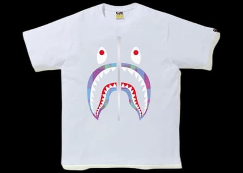 BAPE Check Shark Tee White/Purple