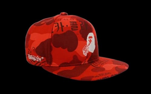 BAPE Coca Cola Camo Snapback Hat Red