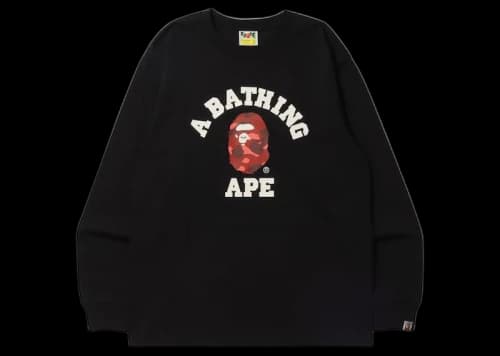 BAPE Color Camo College (Online Exclusive) L/S Tee (FW21) Black/Red