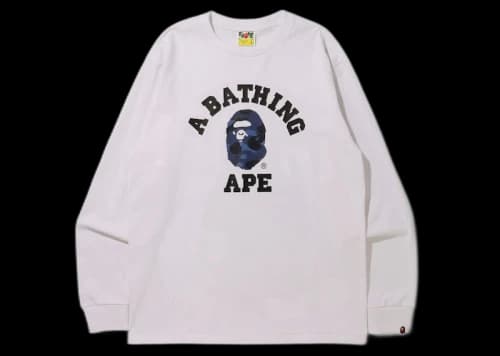 BAPE Color Camo College (Online Exclusive) L/S Tee (FW21) White/Navy