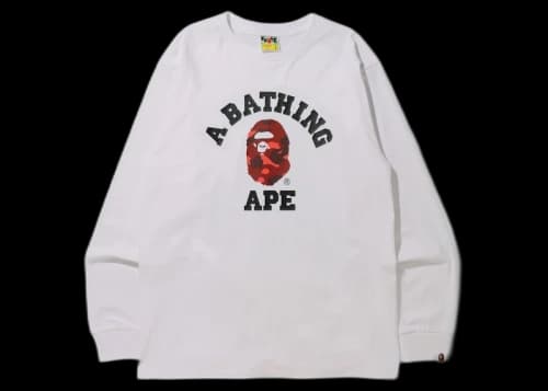 BAPE Color Camo College (Online Exclusive) L/S Tee (FW21) White/Red