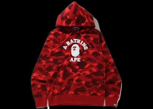 BAPE Color Camo College Pullover Hoodie (SS21) Red