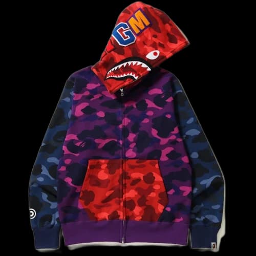 BAPE Color Camo Crazy Shark Full Zip Hoodie Multi