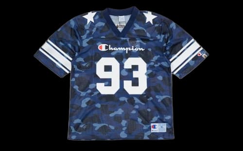 BAPE Champion Color Camo Football Jersey Navy