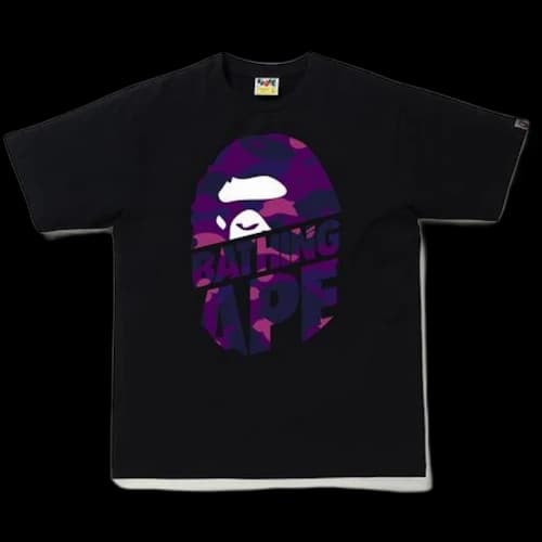 BAPE Color Camo Peek Ape Head T-Shirt Black/Purple