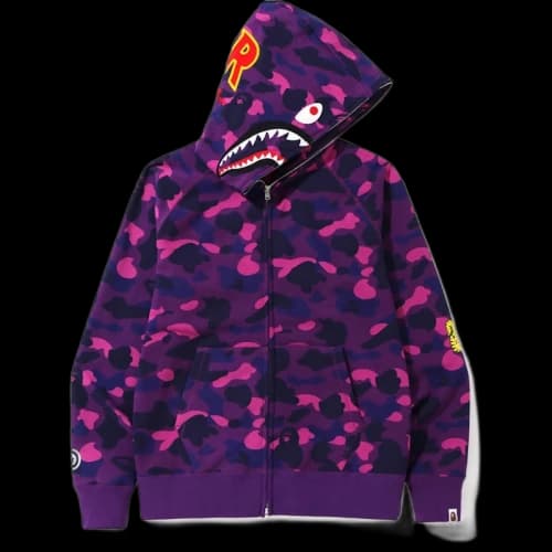 BAPE Color Camo PONR Shark Full Zip Hoodie Purple