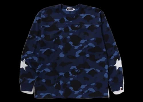 BAPE Color Camo Relaxed Fit L/S Tee Navy