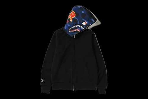 BAPE Color Camo Reversible PONR Shark Full Zip Hoodie Black/Blue