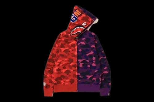 BAPE Color Camo Separate Shark Full Zip Hoodie Red/Purple