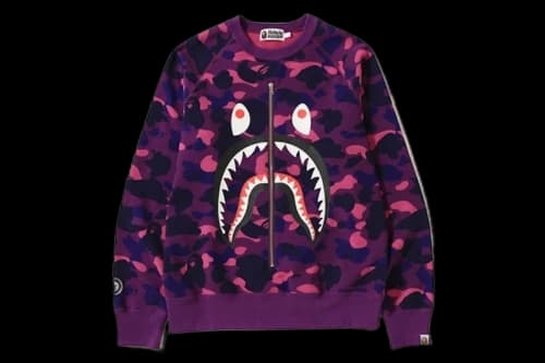 BAPE Color Camo Metal Zip Shark Crewneck Purple