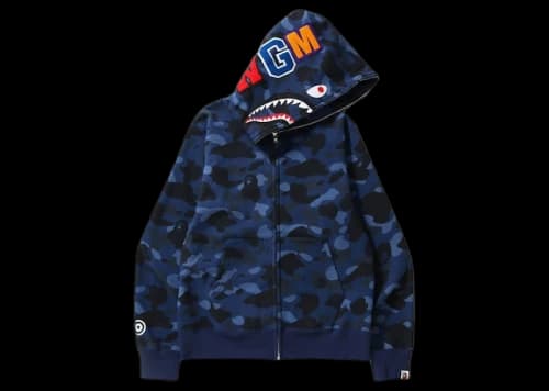 BAPE Color Camo Shark Full Zip Hoodie (FW21) Navy
