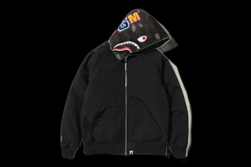 BAPE Color Camo Shark Hoodie Down Jacket Black