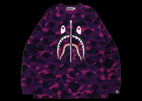 BAPE Color Camo Shark Relaxed Fit L/S Tee Purple