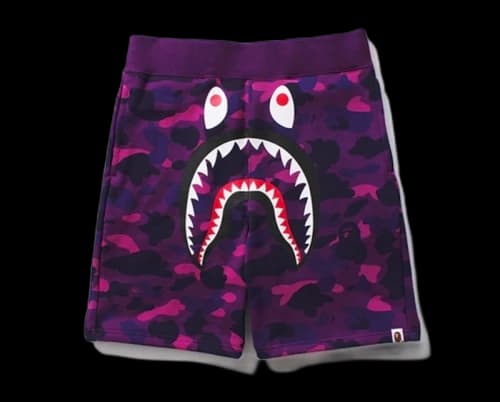 BAPE Color Camo Shark Sweat Shorts Purple