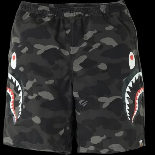 BAPE Color Camo Side Shark Beach Shorts Black
