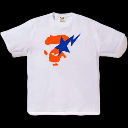 BAPE Colors Ape Face On Bapesta Tee White/Orange