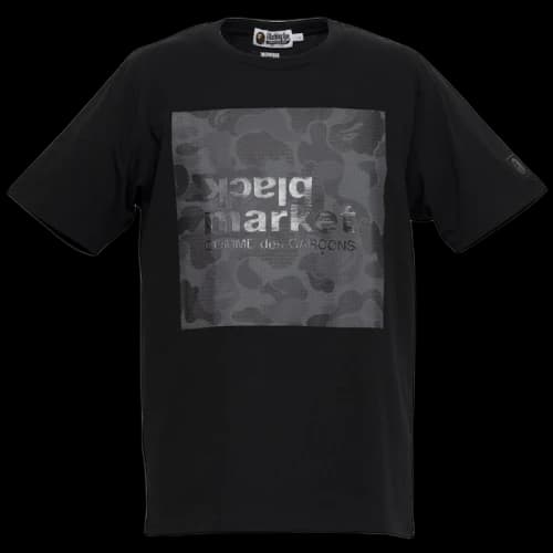 BAPE Comme des Garcons Black Market ABC Camo Box Logo Tee Black