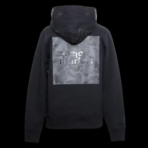 BAPE Comme des Garcons Black Market Shark Pullover Hoodie Black