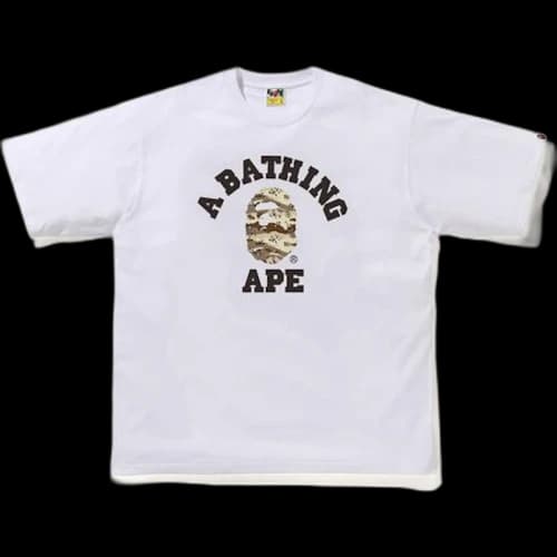 BAPE Desert Camo College Relaxed Tee White/Beige