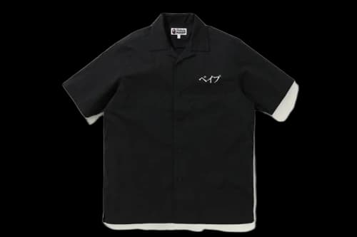 BAPE Embroidery Open Collar Shirt Black