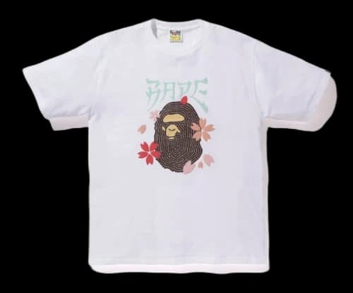 BAPE Embroidery Style Sakura Ape Head Tee White