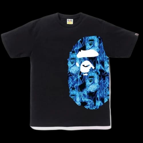 BAPE Flame Side Big Ape Head Tee Black/Blue