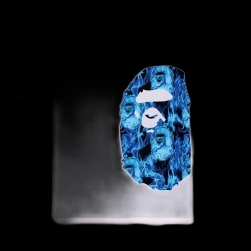 BAPE Flame Side Big Ape Head Tee White/Blue