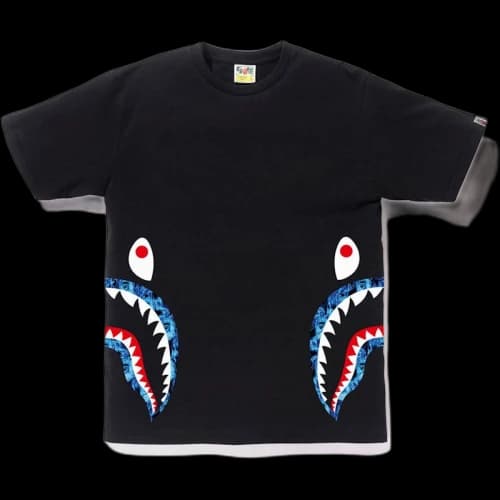 BAPE Flame Side Shark Tee Black/Blue