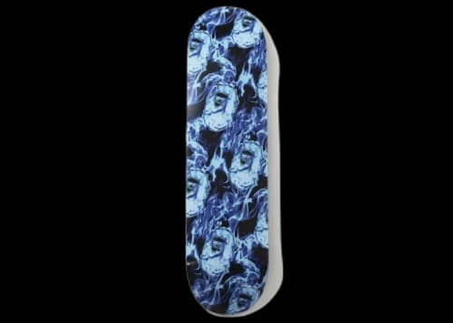 BAPE Flame Wide Ape Head Skateboard Deck Blue