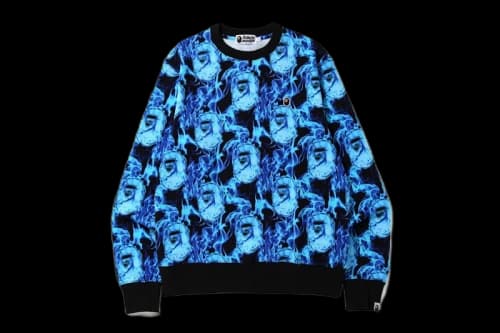 BAPE Flame Wide Crewneck Blue