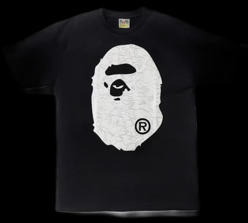 BAPE Foil Neon Camo Big Ape Head Tee Black/Silver