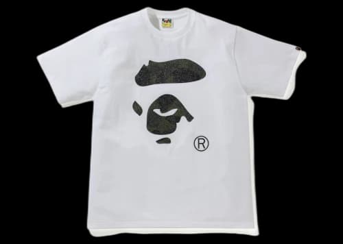 BAPE Glass Beads 1st Camo Ape Face Tee White/Green