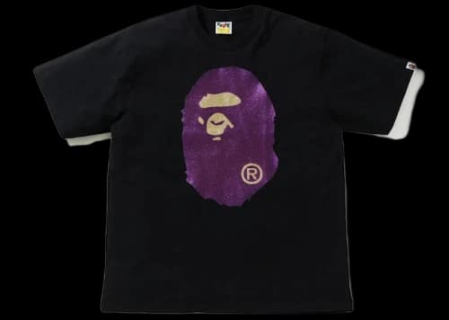 BAPE Glitter Big Ape Head Relaxed Fit Tee Black/Purple