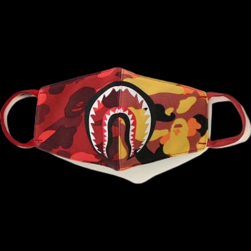 BAPE Half Camo Shark Mask Red