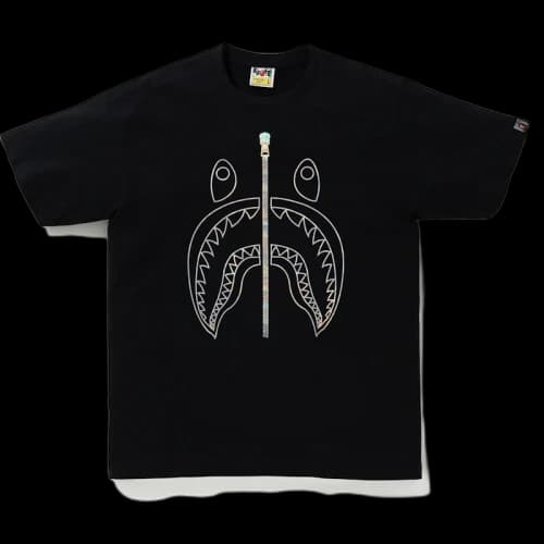 BAPE Hologram Outline Shark Tee Black