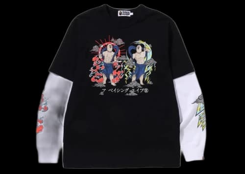 BAPE Japan Guardians Layered Heavyweight L/S Tee Black