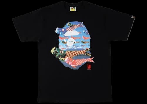 BAPE Koinobori Carp Flags Ape Head Tee Black