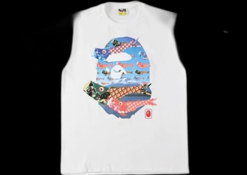 BAPE Koinobori Carp Flags Ape Head Tee White