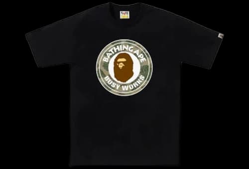 BAPE Layered Line Camo Busy Works Tee Black/Beige
