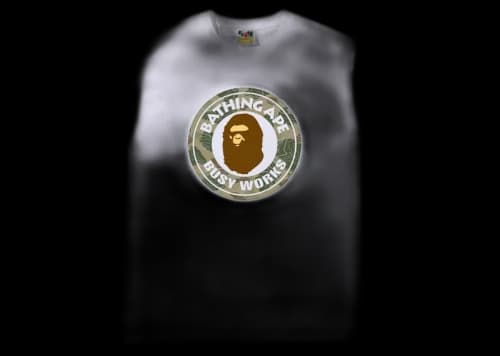BAPE Layered Line Camo Busy Works Tee White/Beige