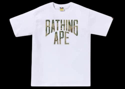 BAPE Layered Line Camo NYC Logo Tee White/Beige