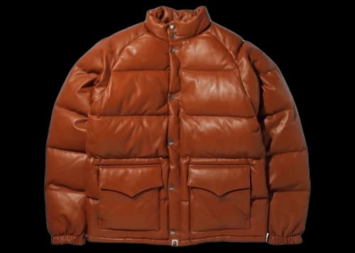 BAPE Leather Classic Down Jacket Jacket Brown