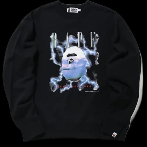 BAPE Lightning Relaxed Crewneck Black